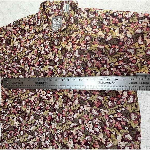 Vintage Pres de Chamonix Womens Cotton Button Up Floral Shirt Medium Long Sleeve - Picture 7 of 7